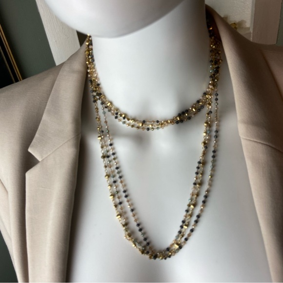 Lot bundle Gold Tone Multicolor Long Necklace Sugarfix Rhinestone Jewel Earrings - Picture 5 of 7